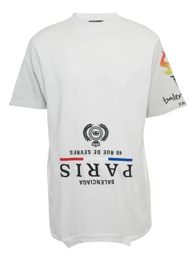 Pre-owned Balenciaga Jersey Graphic T-shirt In Gray