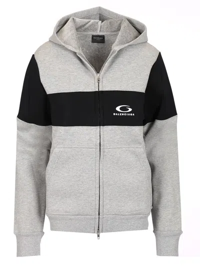 Balenciaga Jersey Hoodie Sweatshirts Grey In Multicolor