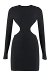 Balenciaga Cut-out Long-sleeved Minidress In Black