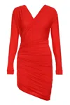 Balenciaga Ruched Jersey Mini Dress In Red