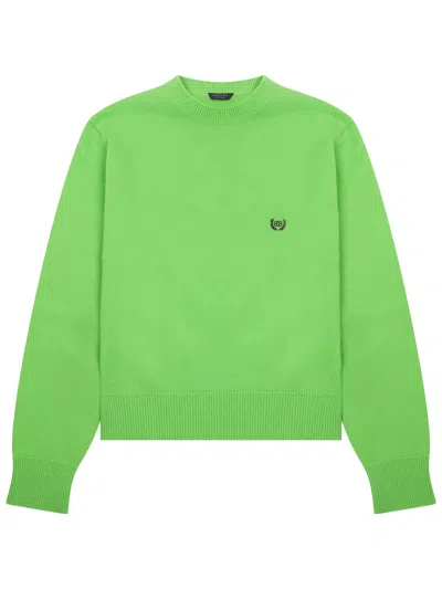 Balenciaga Knit Crew Neck Sweater Long Sleeves In Green