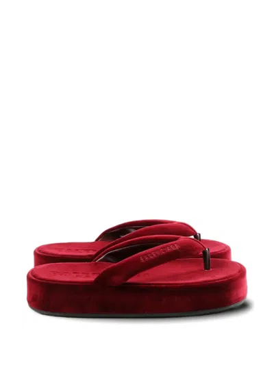 Balenciaga Jet Lag Stretch Velvet Platform Thong Sandals In Red