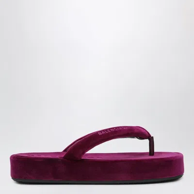 Balenciaga Jet Lag Stretch Velvet Flip-flops In Purple In Pink