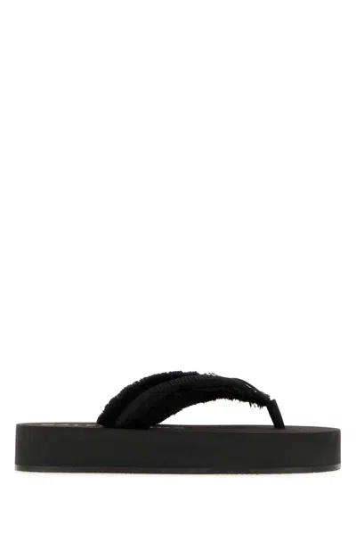 Balenciaga Fringed Strap Logo Embroidered Sandals For Women In Black