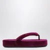 Balenciaga Jet Lag Stretch Velvet Platform Thong Sandals In Purple