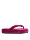 Balenciaga Jet Lag Stretch Velvet Platform Thong Sandals In Purple
