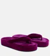 Balenciaga Jet Lag Stretch Velvet Platform Thong Sandals In Purple