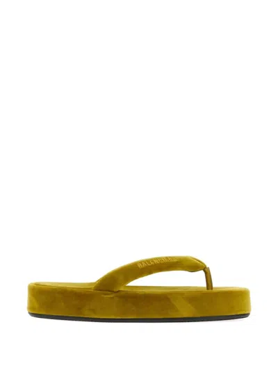 Balenciaga Jet Lag Velvet Slippers In Yellow