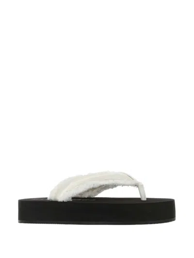 Balenciaga Jet Leg Frayed Slippers In White