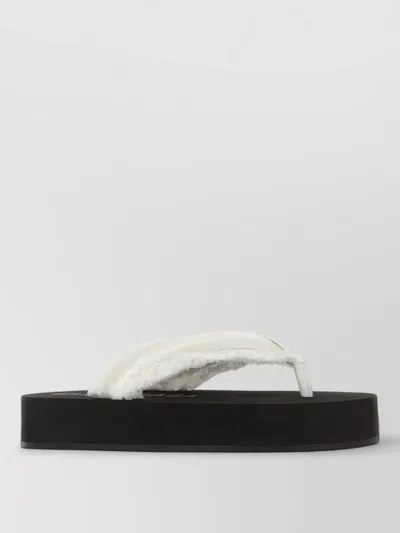 BALENCIAGA JET LEG SATIN THONG SANDALS FAUX FUR