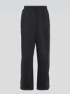 Balenciaga Black Pants With Elastic Drawstring And Side Band With Logo Lettering In Tech Fabric Man In Faded Black