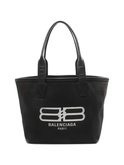 Pre-owned Balenciaga Jumbo Canvas Tote Bag In Black