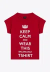Balenciaga Mini Cropped Crew-neck T-shirt With Keep Calm Logo In Red