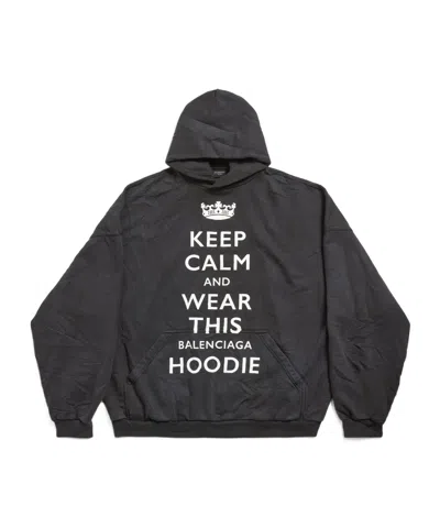 Balenciaga Keep Calm Printed Oversized Hoodie In Black