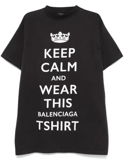 Balenciaga Keep Calm T-shirt In Black