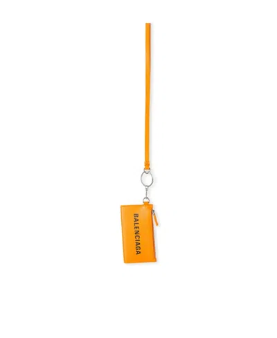Balenciaga Key Ring Logo Card Bag In Orange