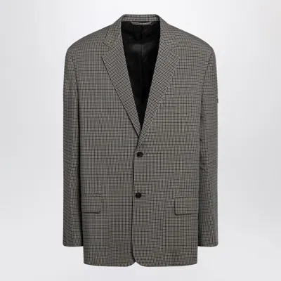 Balenciaga Khaki And Brown Gingham Jacket Men In Black