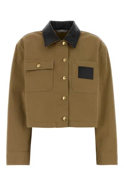 Balenciaga Khaki Canvas Utility Jacket In Green