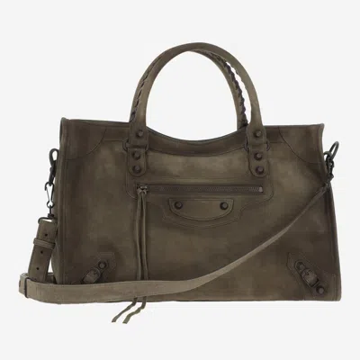 Balenciaga Khaki Le City Medium Satchel In Brown