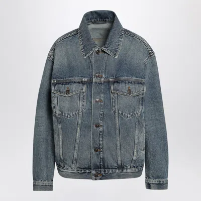 Balenciaga Kick Cotton Denim Jacket In Dirty Vintage Blue