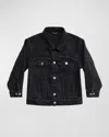 BALENCIAGA KID'S LOGO-PRINT JAPANESE OVERSIZED DENIM JACKET