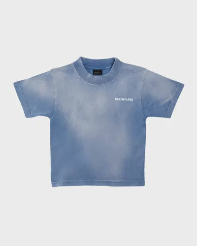 Balenciaga Kids - Diy College T-shirt In 4313 Faded Blue/white