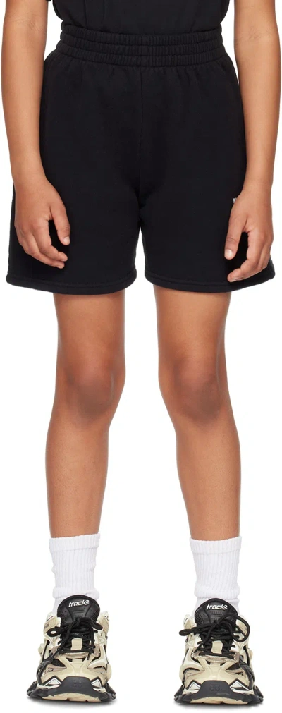 Balenciaga Kids Black Jogging Shorts In Black/white