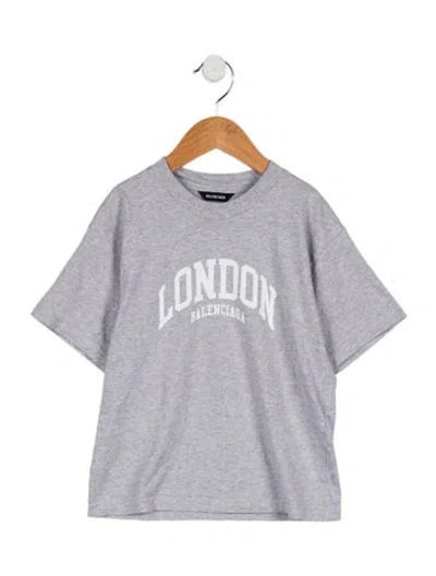 Pre-owned Balenciaga Kids Boys' Graphic Print T-shirt In Grey/white