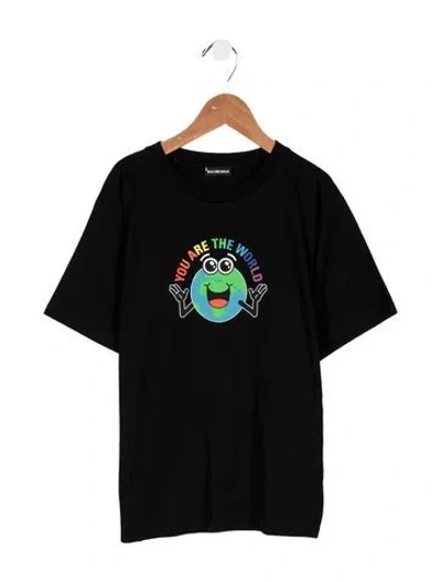 Pre-owned Balenciaga Kids Boys' Graphic Print T-shirt W/tags In Black