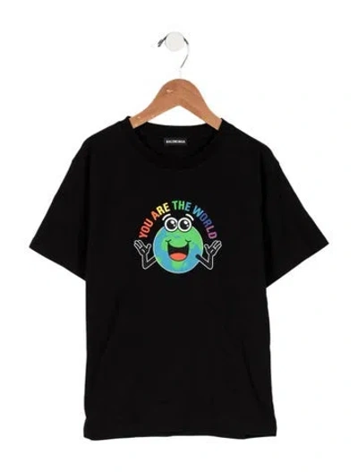 Pre-owned Balenciaga Kids Boys' Graphic Print T-shirt W/tags In Black