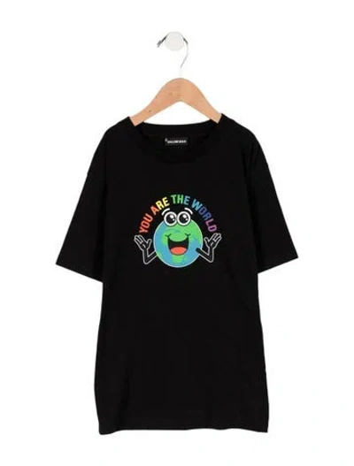 Pre-owned Balenciaga Kids Boys' Graphic Print T-shirt W/tags In Black