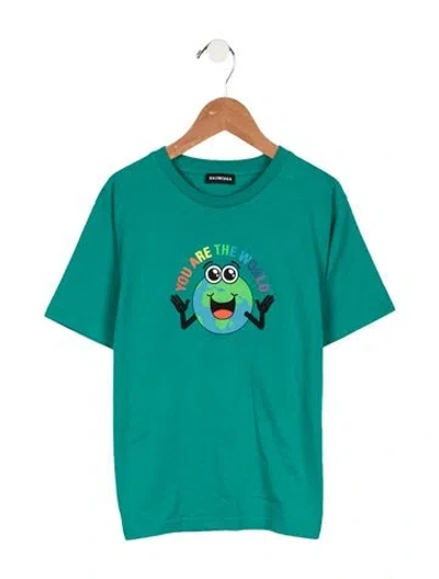 Pre-owned Balenciaga Kids Boys' Graphic Print T-shirt W/tags In Green
