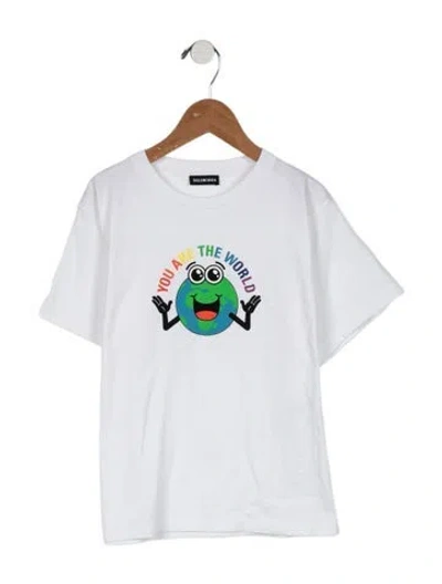 Pre-owned Balenciaga Kids Boys' Graphic Print T-shirt W/tags In White