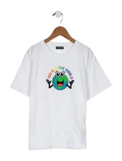 Pre-owned Balenciaga Kids Boys' Graphic Print T-shirt W/tags In White