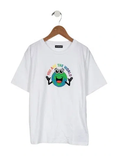 Pre-owned Balenciaga Kids Boys' Graphic Print T-shirt W/tags In White