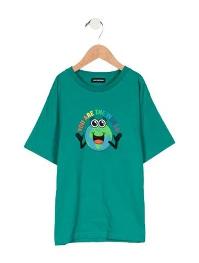 Pre-owned Balenciaga Kids Boys' Graphic Printed T-shirt W/tags In Green