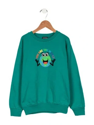 Pre-owned Balenciaga Kids Girls' Graphic Print Sweatshirt W/tags In Green