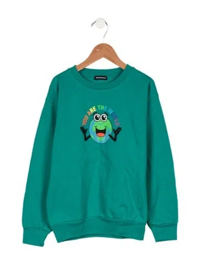 Pre-owned Balenciaga Kids Girls Graphic Print Sweatshirt W/tags In Green