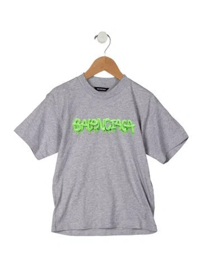 Pre-owned Balenciaga Kids' Graphic Logo T-shirt W/tags In Grey