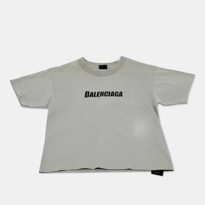 Pre-owned Balenciaga Kids Grey Logo Print Cotton T-shirt 8yrs In Gray