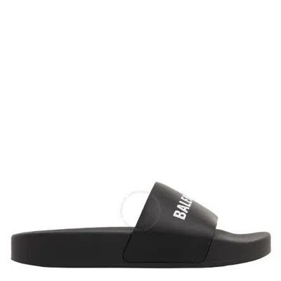 Balenciaga Logo Rubber Slide Sandals In Black