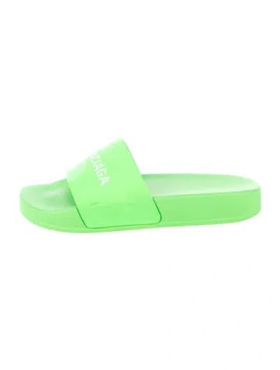 Pre-owned Balenciaga Babies' Kids Rubber Slides In Green