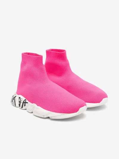 Balenciaga Kids Sole Graffiti Speed Trainers In Pink