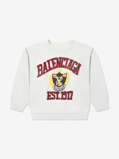 Balenciaga Logo Cotton Jersey Sweatshirt In White