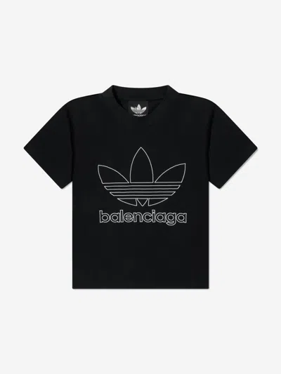 Balenciaga Kids Black Adidas Kids Edition T-shirt In Black/white