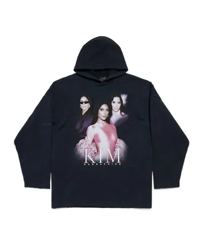 Balenciaga Kim K No Rib Hoodie In Faded Black