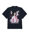 Balenciaga Kim K Printed Oversized T-shirt In Faded Black