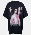Balenciaga Kim K Printed Oversized T-shirt In Black