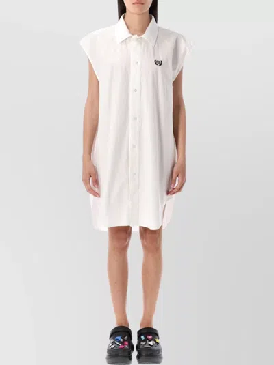 Balenciaga Knee Length Sleeveless Dress In White/black