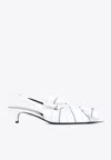 Balenciaga Striped Poplin-trimmed Leather Slingback Pumps In White